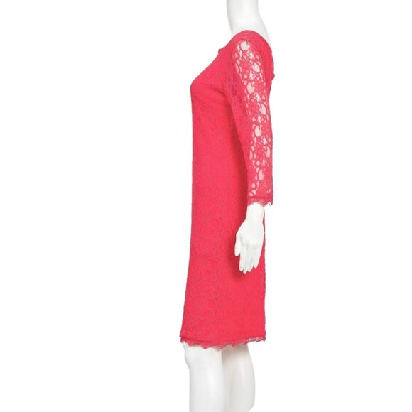 Nwot JOSEPH RIBKOFF Elegant Red Lace Stacey Lacey Dress US12 - Picture 7 of 14